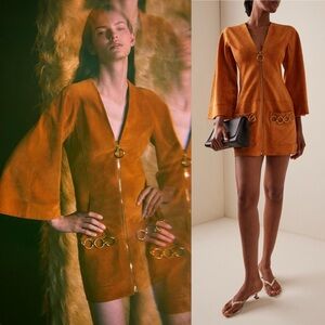 ALEXIS Anesa Faux Suede Mini Dress Sienna Orange